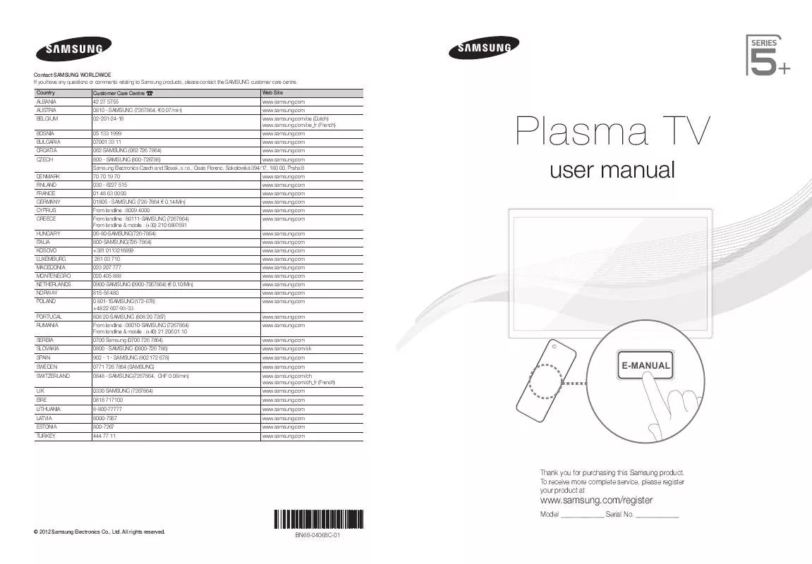 Mode d'emploi SAMSUNG PS60E530A3W