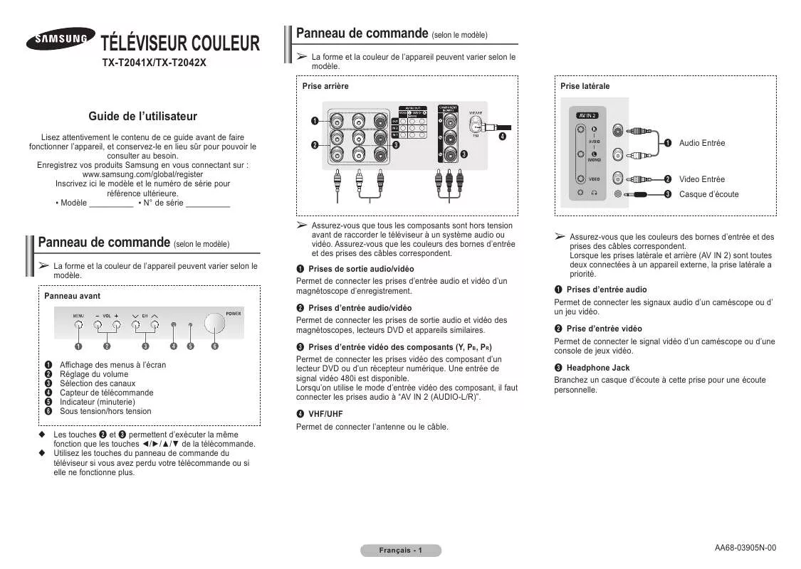 Mode d'emploi SAMSUNG TX-T2041