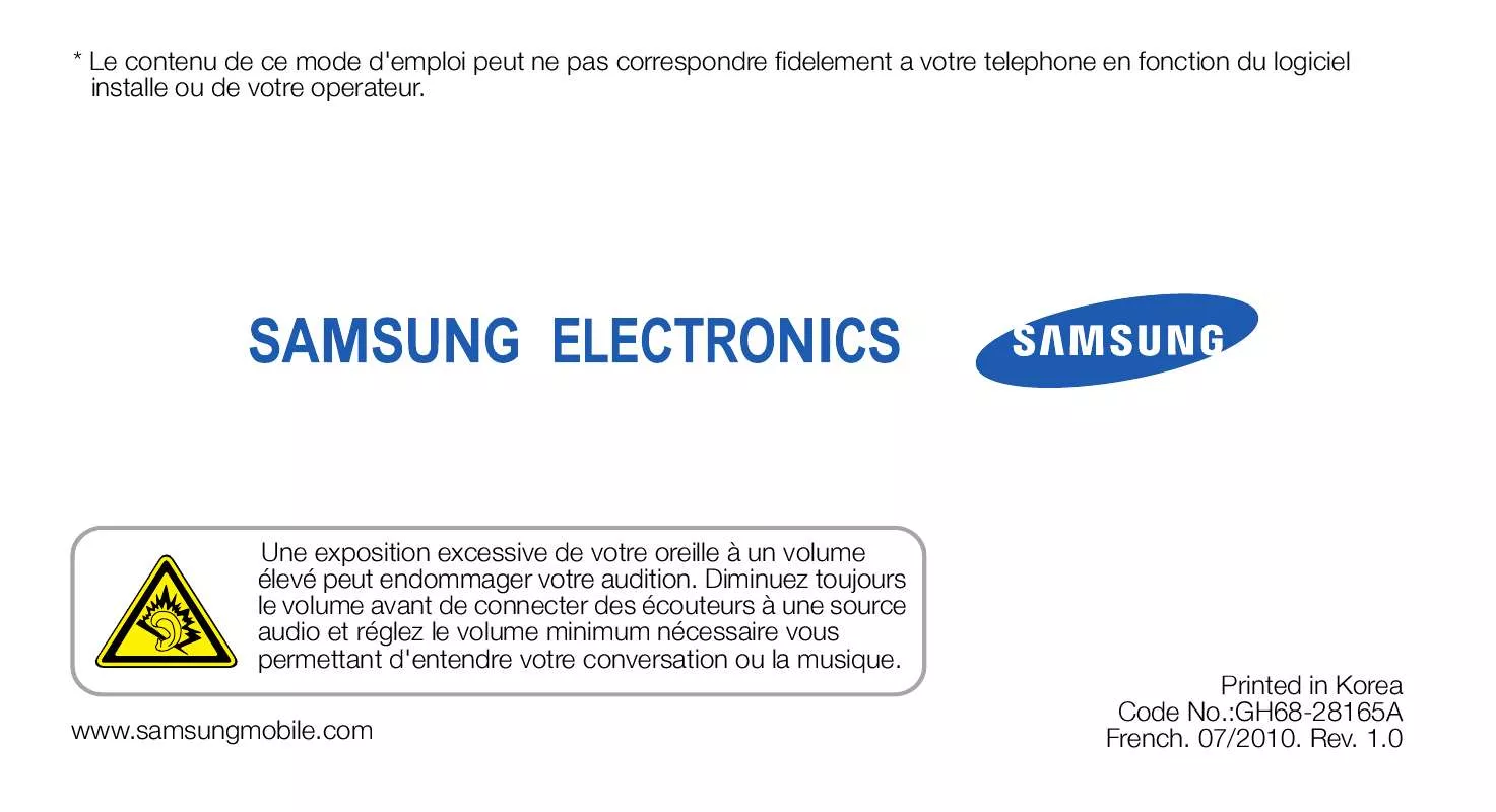 Mode d'emploi SAMSUNG U600 GT-S5530