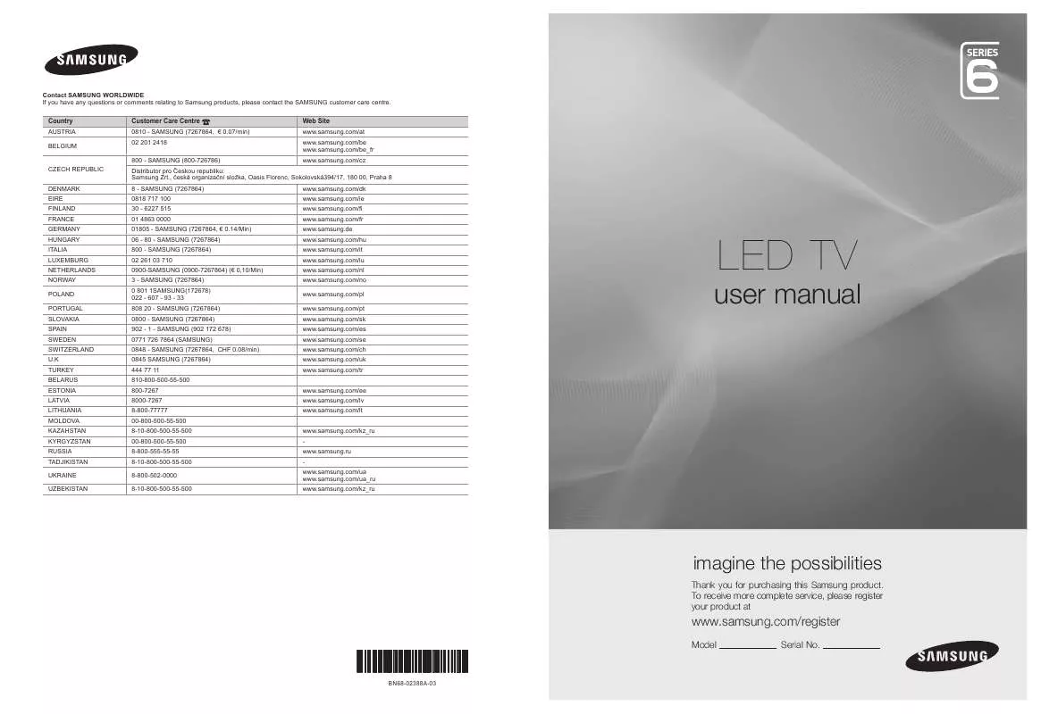 Mode d'emploi SAMSUNG UE-37B6000VP