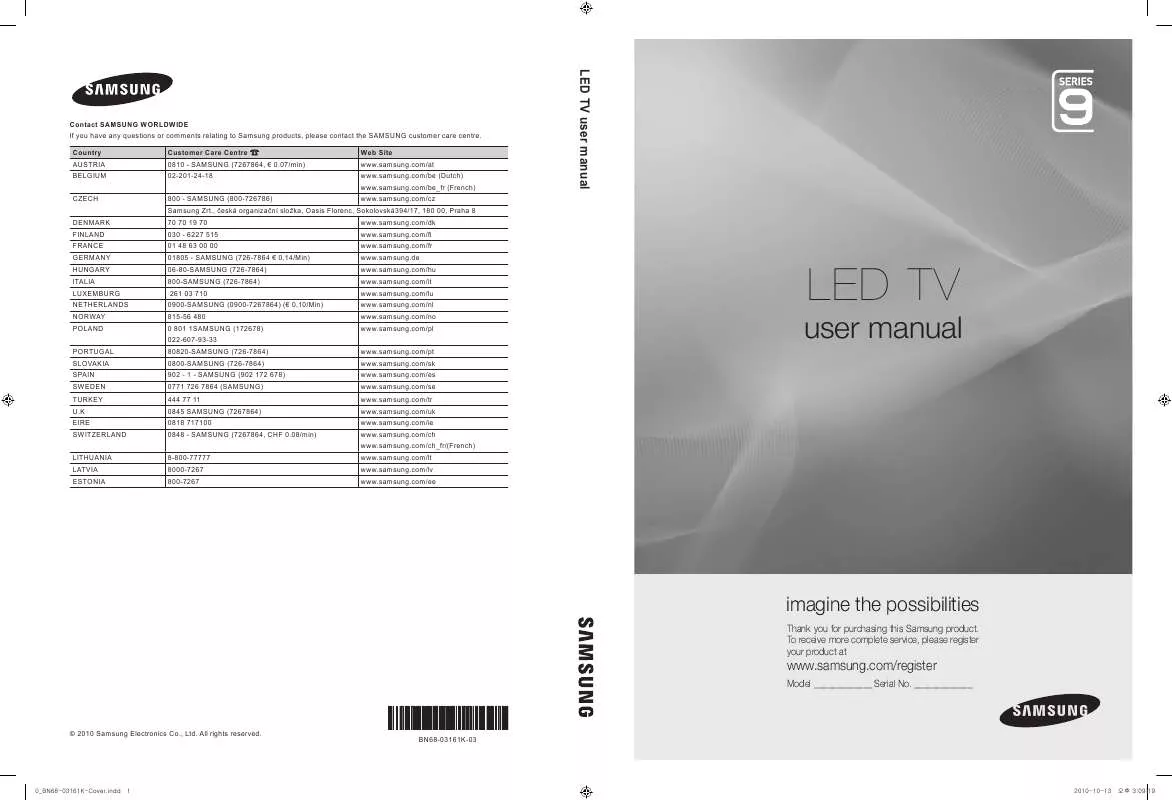 Mode d'emploi SAMSUNG UE40C9080ZW