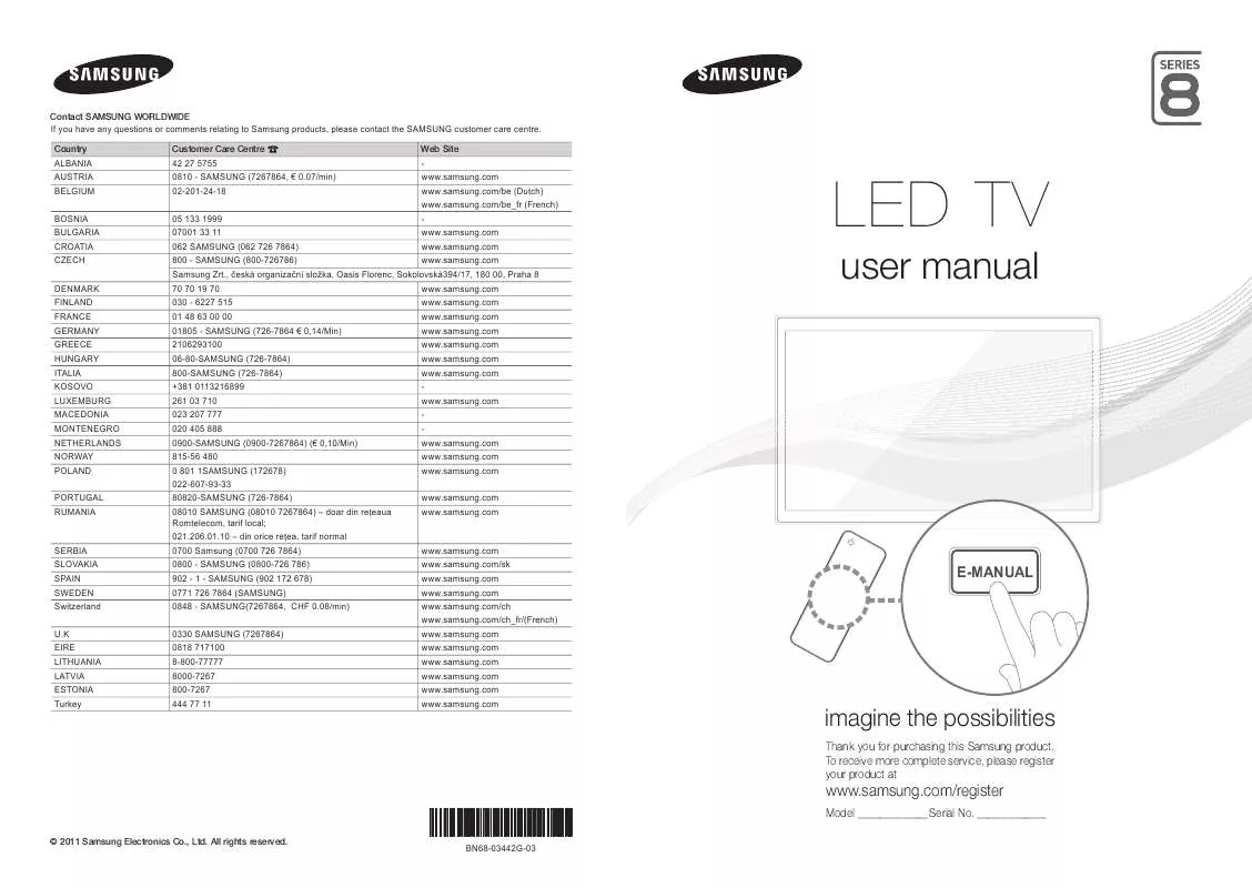 Mode d'emploi SAMSUNG UE40D8000YS