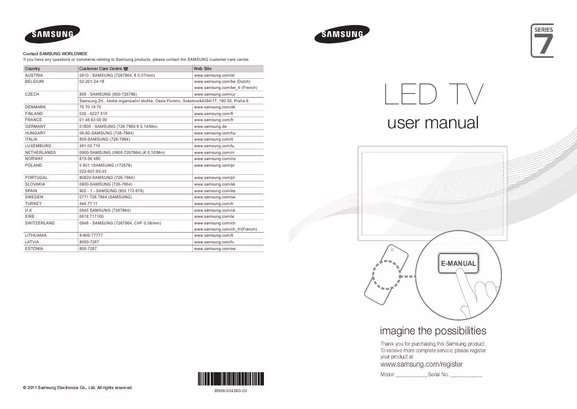 Mode d'emploi SAMSUNG UE46D7000LS