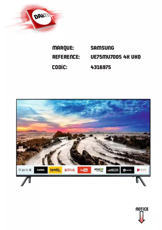 Mode d'emploi SAMSUNG UE82MU7005