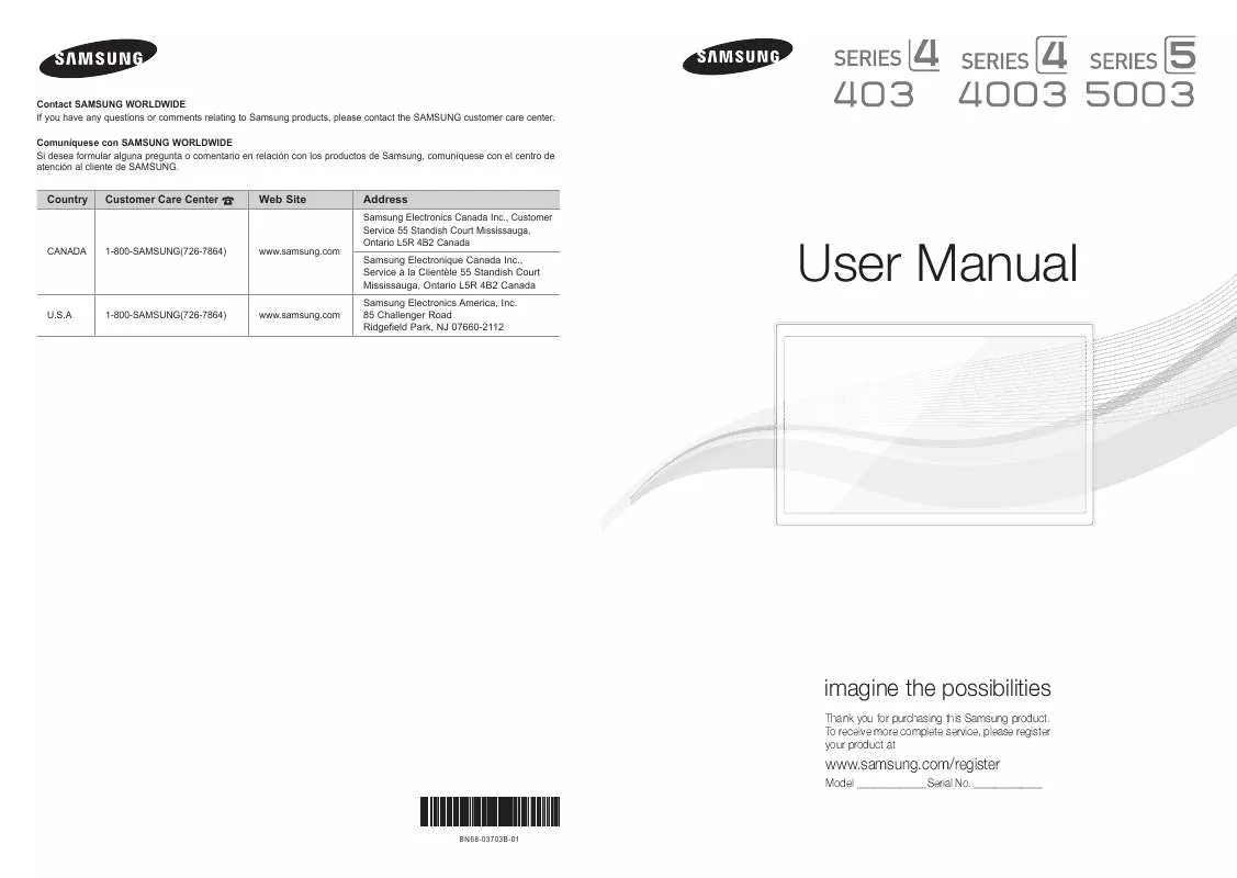 Mode d'emploi SAMSUNG UN22D5003BF