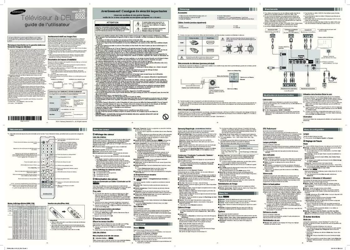 Mode d'emploi SAMSUNG UN22F5000AF