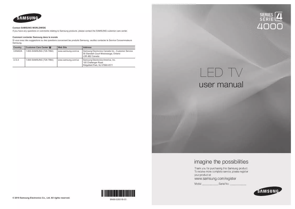 Mode d'emploi SAMSUNG UN32C4000PD