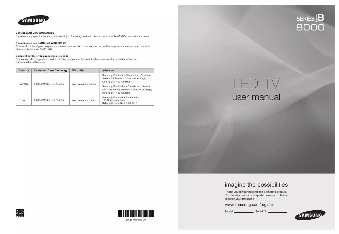 Mode d'emploi SAMSUNG UN46B8000XF