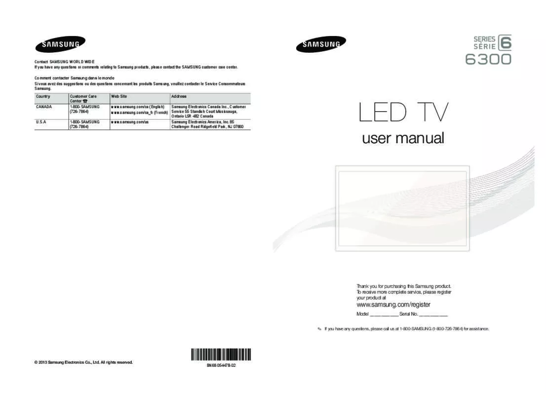 Mode d'emploi SAMSUNG UN75F6300AF