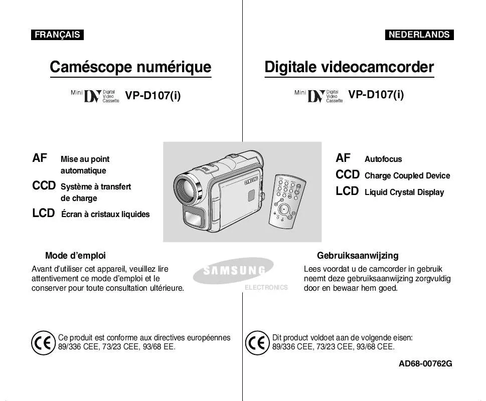 Mode d'emploi SAMSUNG VP-D107