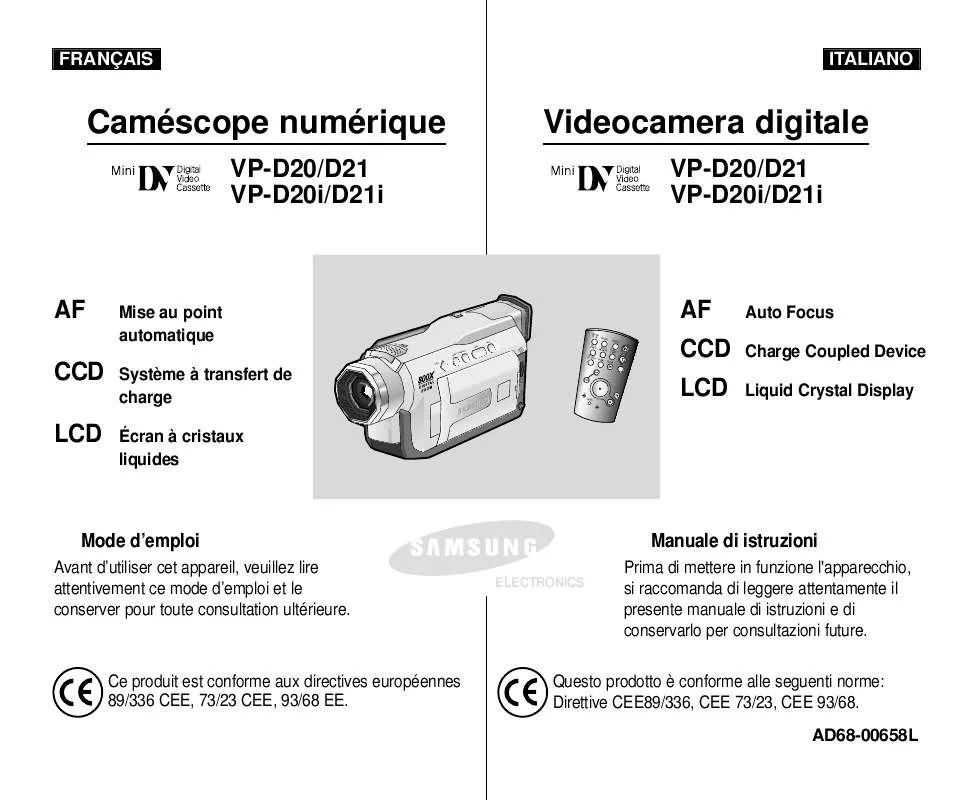 Mode d'emploi SAMSUNG VP-D21I