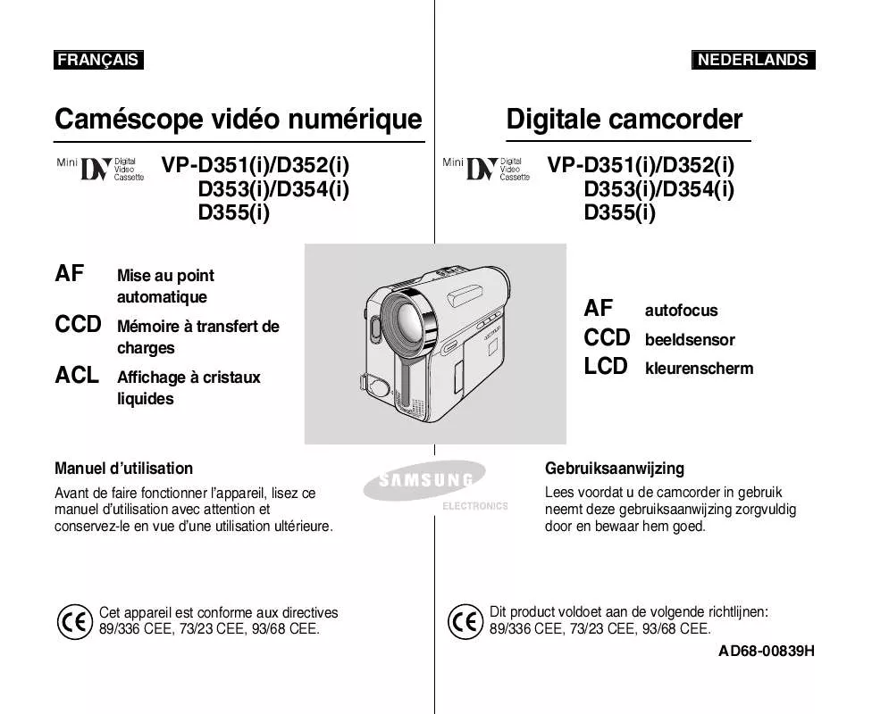 Mode d'emploi SAMSUNG VP-D351(I)