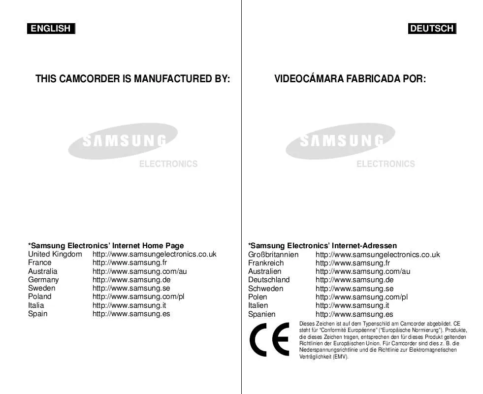 Mode d'emploi SAMSUNG VP-D355I