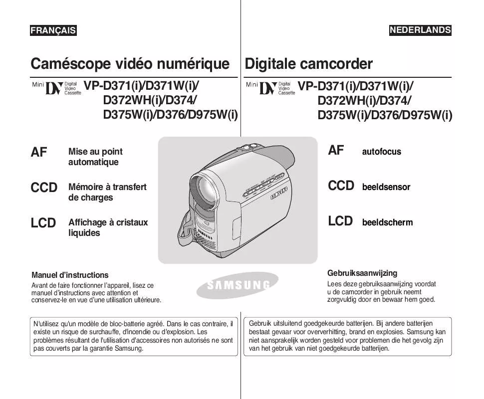 Mode d'emploi SAMSUNG VP-D371I