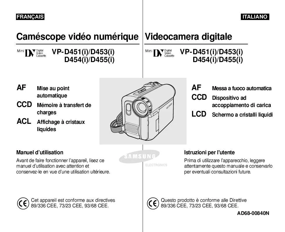 Mode d'emploi SAMSUNG VP-D451