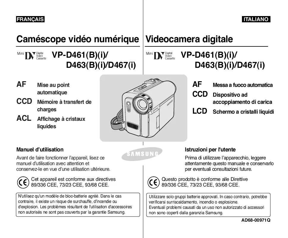 Mode d'emploi SAMSUNG VP-D461