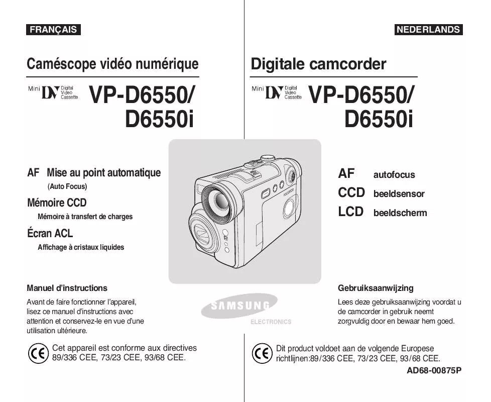 Mode d'emploi SAMSUNG VP-D6550I