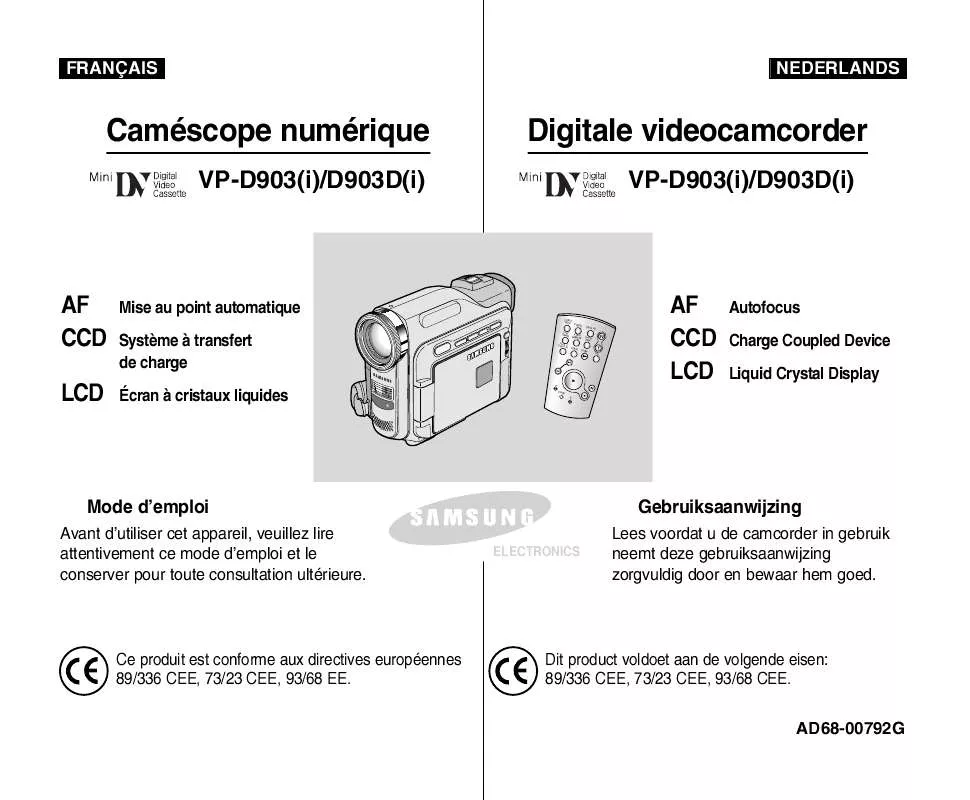 Mode d'emploi SAMSUNG VP-D903