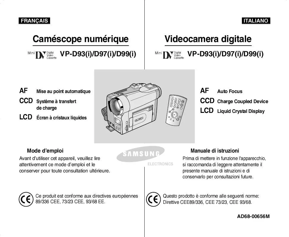 Mode d'emploi SAMSUNG VP-D93I