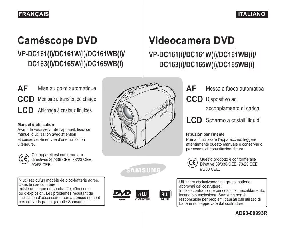 Mode d'emploi SAMSUNG VP-DC165WB