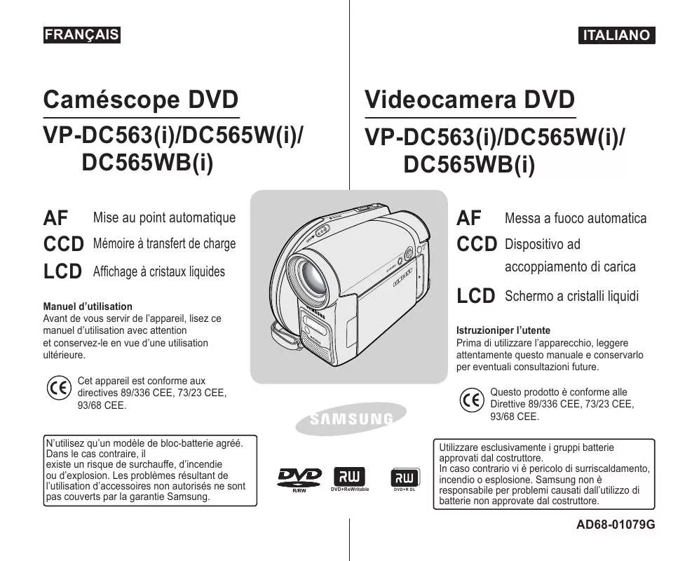 Mode d'emploi SAMSUNG VP-DC563