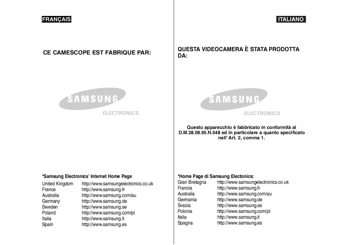 Mode d'emploi SAMSUNG VP-M105B