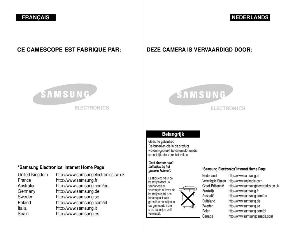 Mode d'emploi SAMSUNG VP-M110B