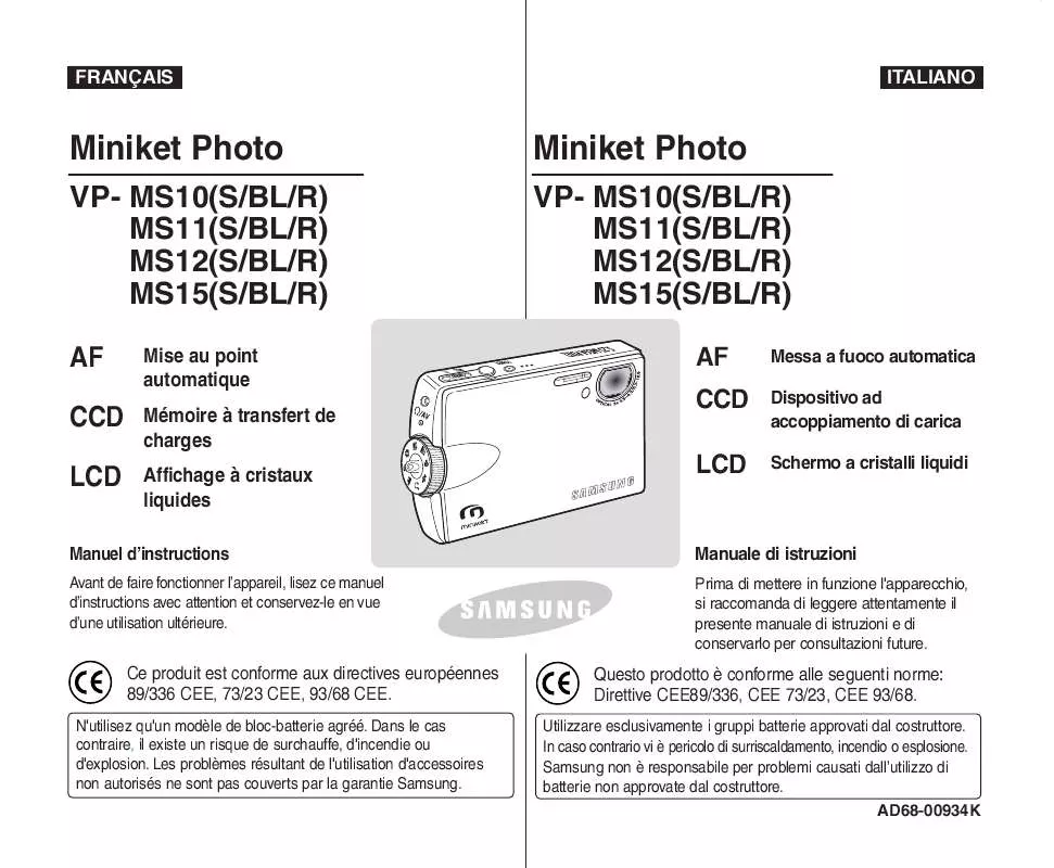 Mode d'emploi SAMSUNG VP-MS11BL