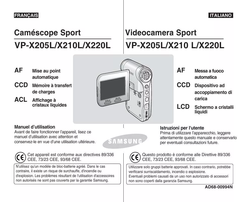 Mode d'emploi SAMSUNG VP-X210L