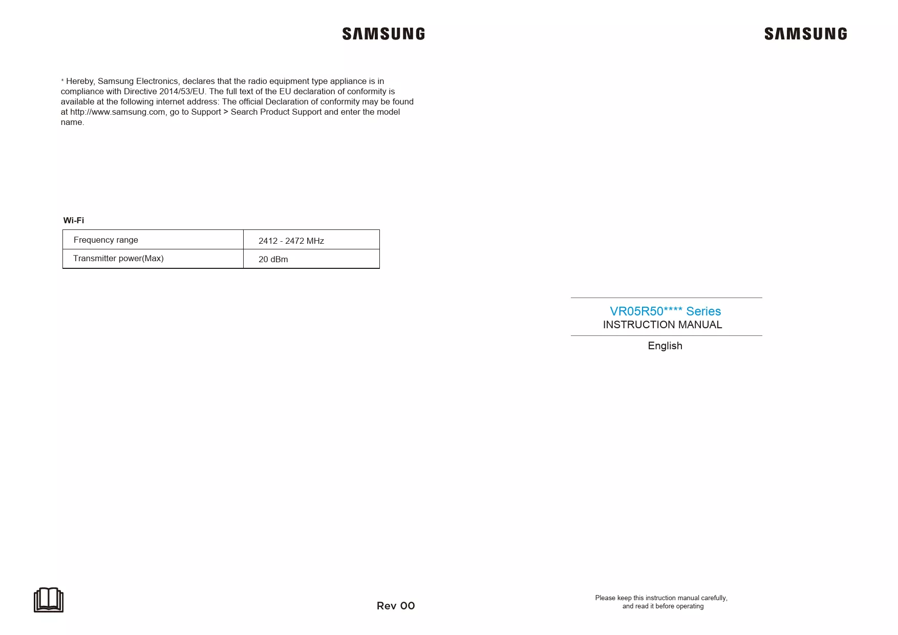 Mode d'emploi SAMSUNG VR05R503PWG