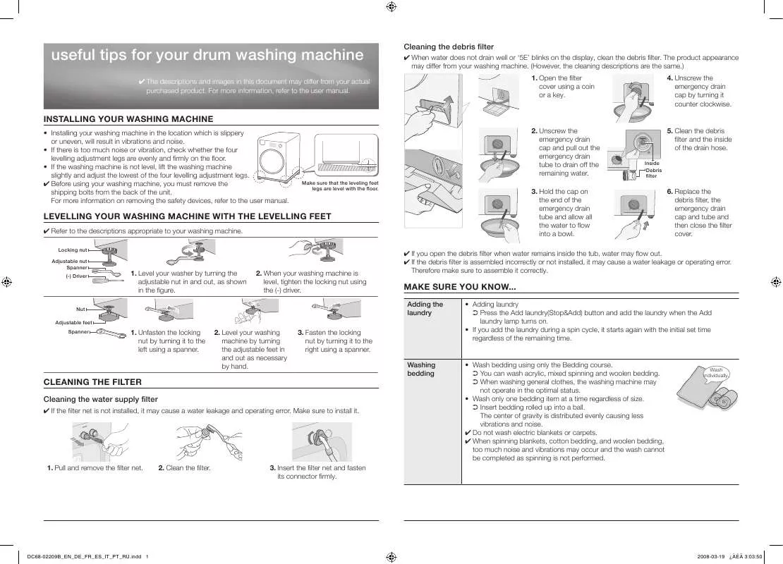 Mode d'emploi SAMSUNG WD0804W8E1