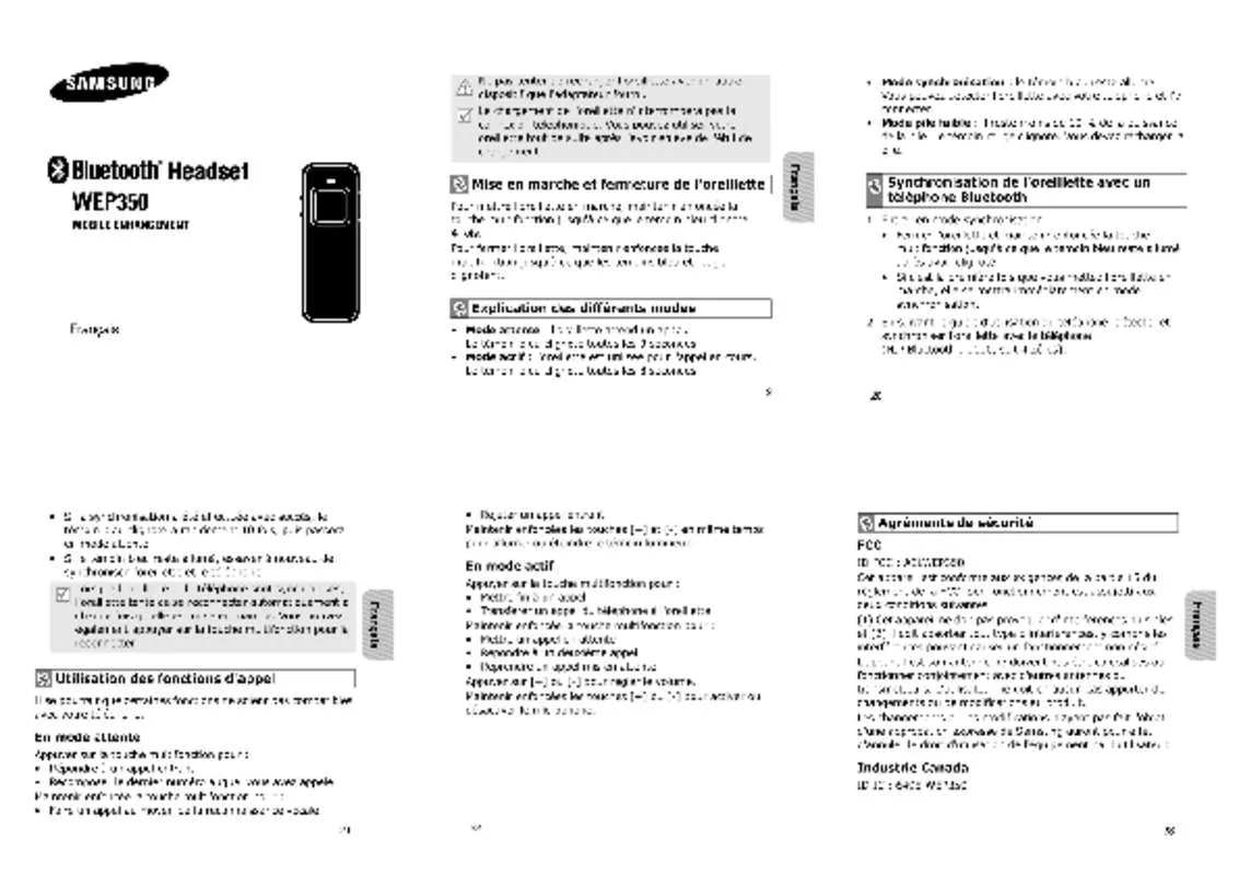 Mode d'emploi SAMSUNG WEP 350