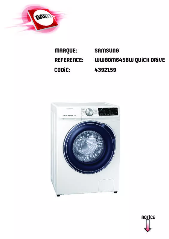 Mode d'emploi SAMSUNG WW80M645BW QUICKDRIVE