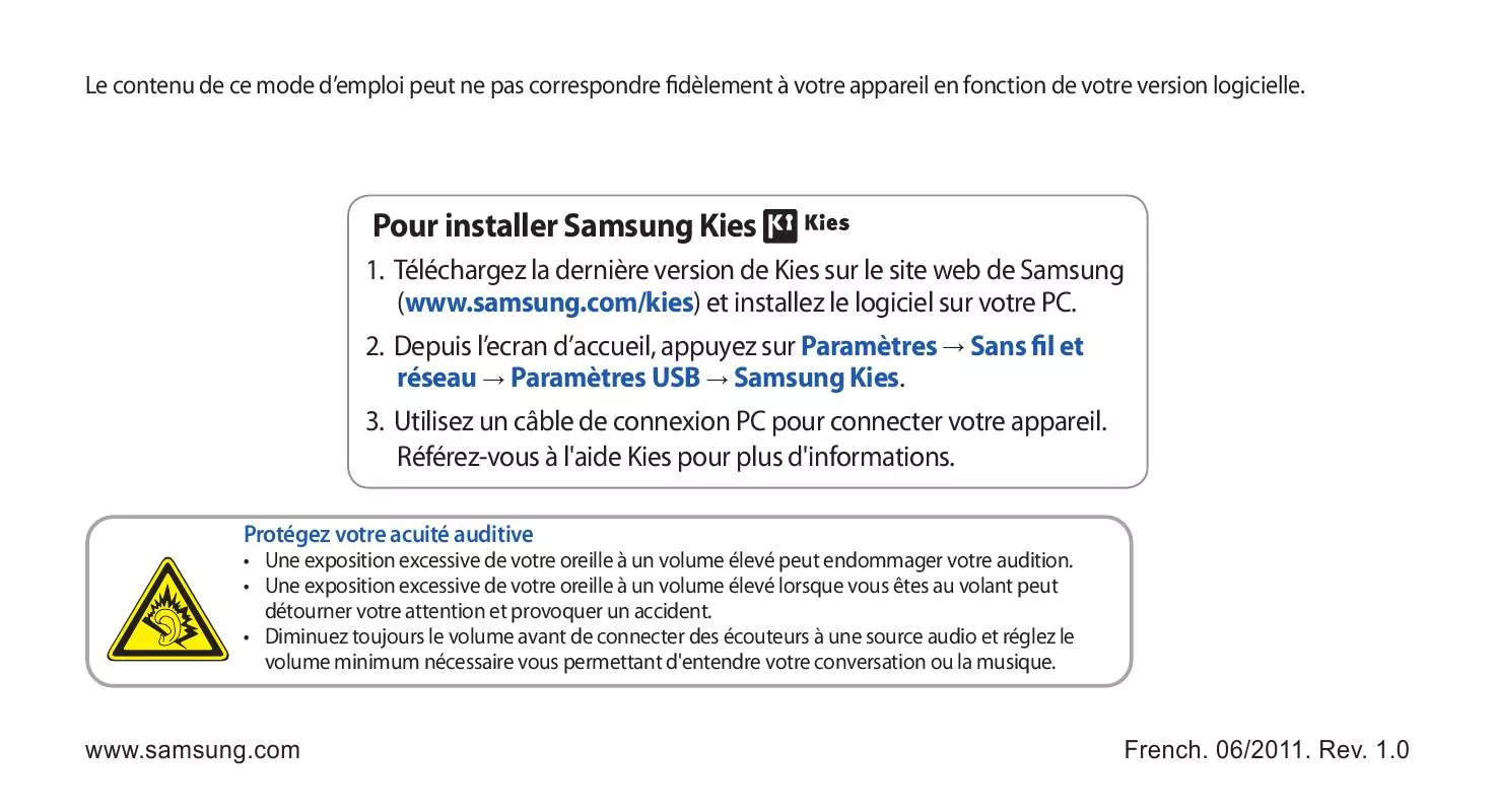 Mode d'emploi SAMSUNG YP-G70CW