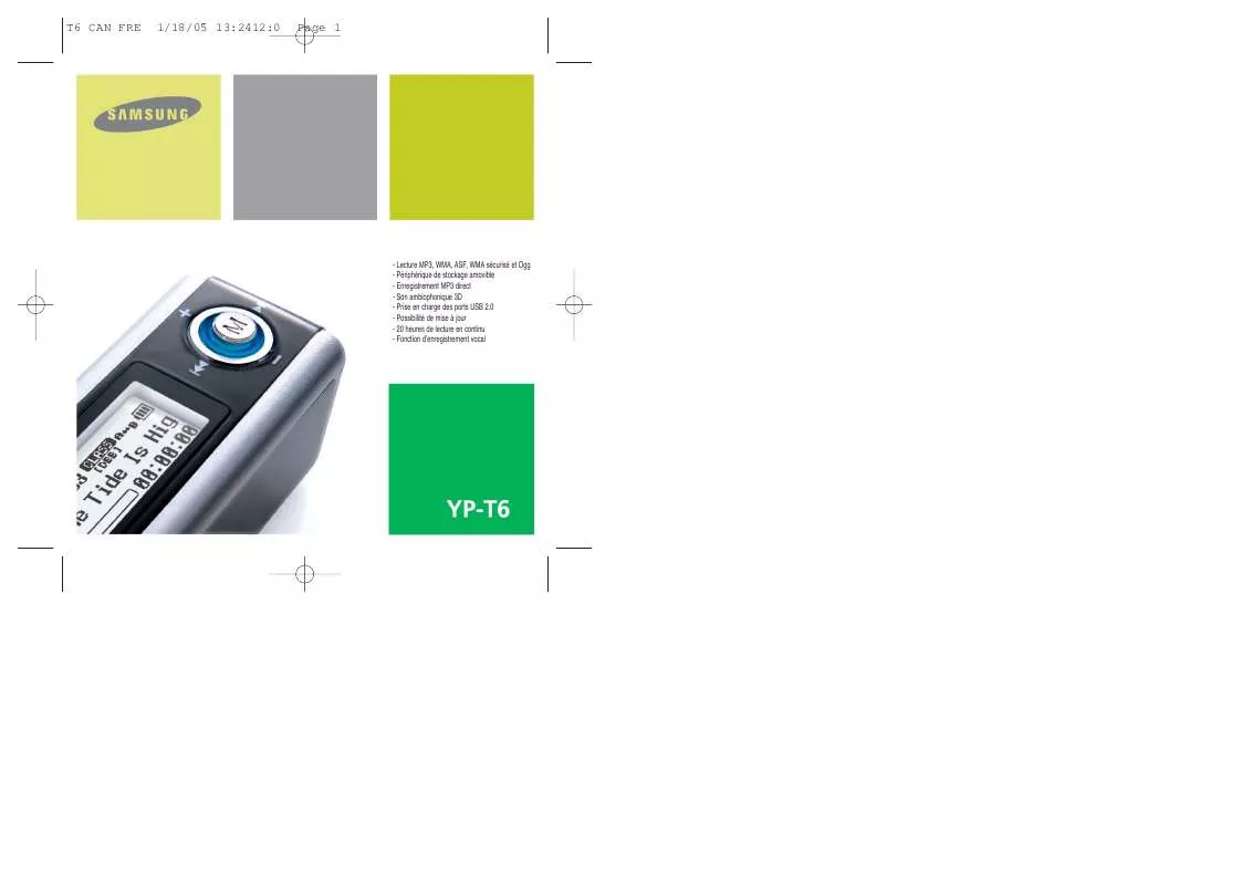 Mode d'emploi SAMSUNG YP-MT6Z