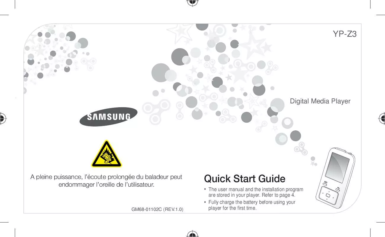 Mode d'emploi SAMSUNG YP-Z3CP