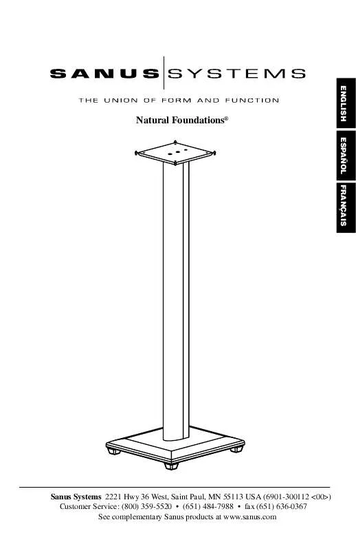 Mode d'emploi SANUS NATURAL FOUNDATIONS SPEAKER STANDS-NF18 NF24 NF30 NF36