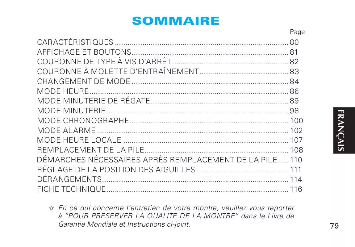 Mode d'emploi SEIKO 7T84