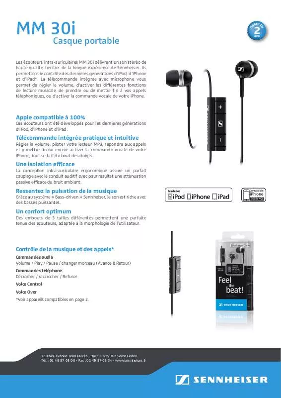 Mode d'emploi SENNHEISER MM 30I