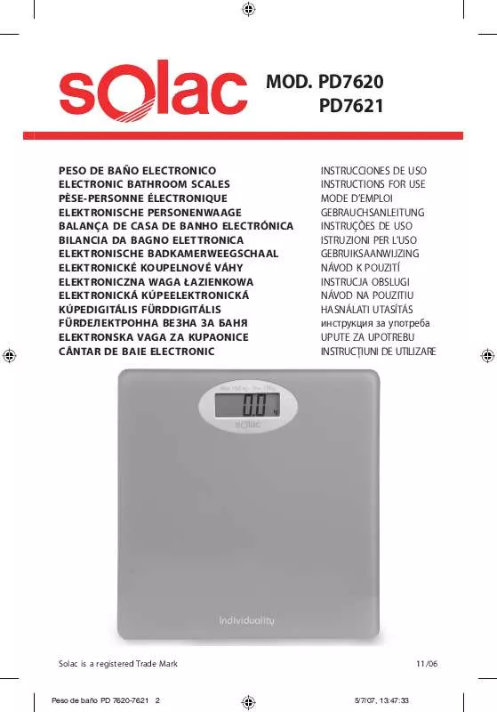 Mode d'emploi SOLAC PD7621