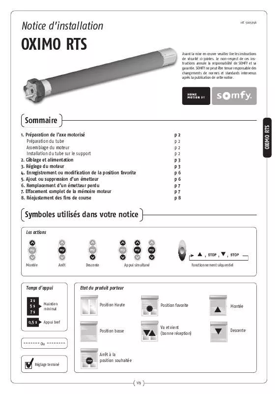 Mode d'emploi SOMFY 5005319A