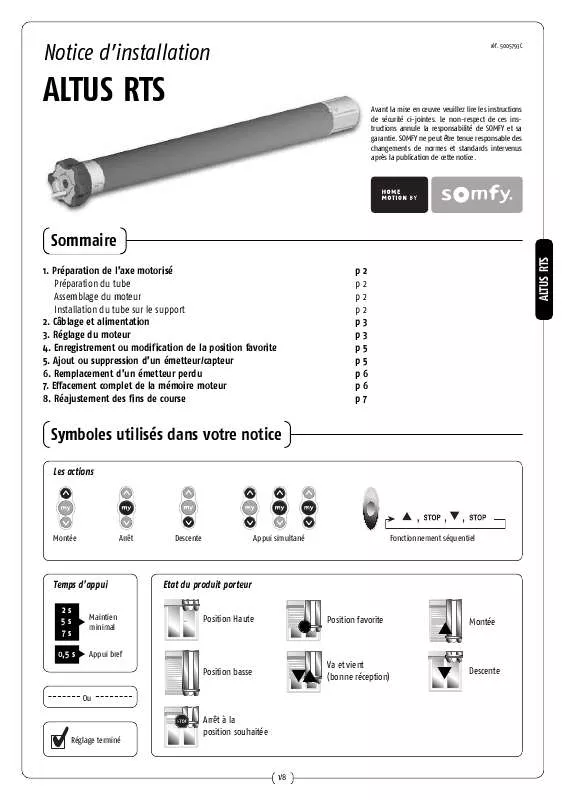 Mode d'emploi SOMFY 5005793C