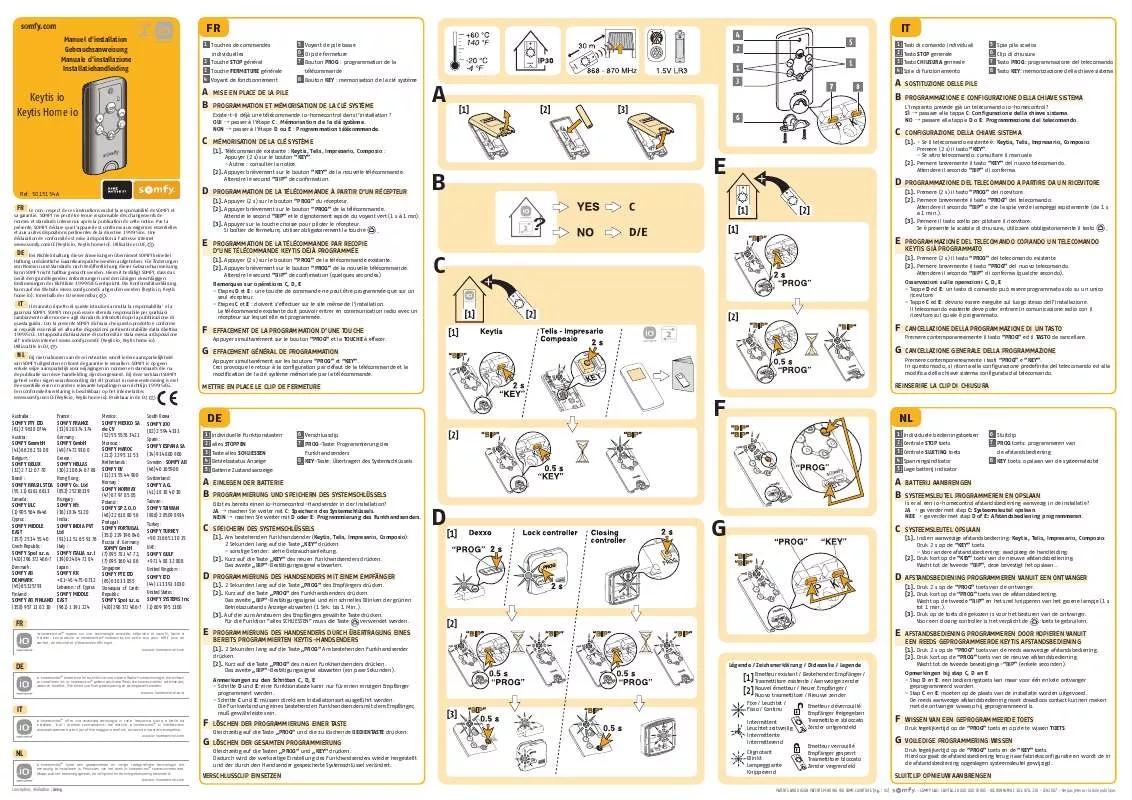 Mode d'emploi SOMFY KEYTIS HOME IO