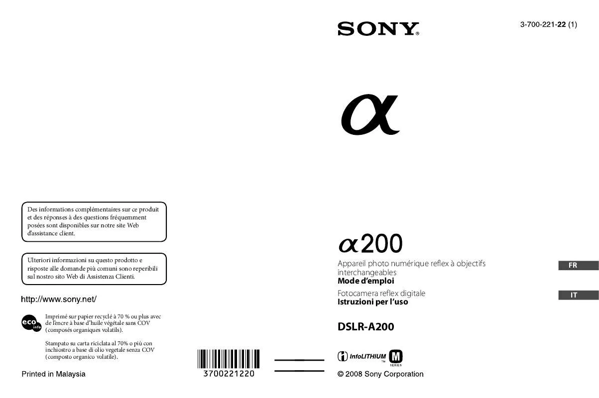 Mode d'emploi SONY A