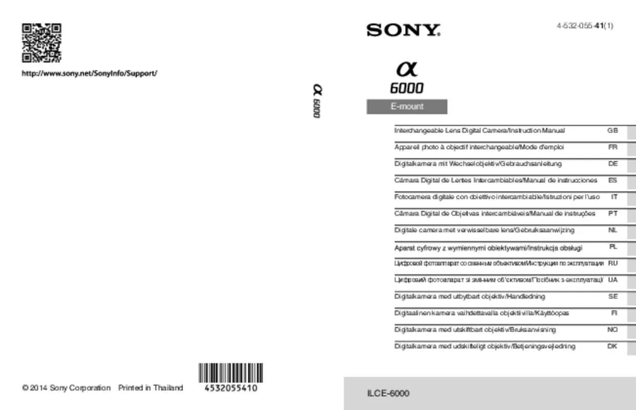 Mode d'emploi SONY A6000