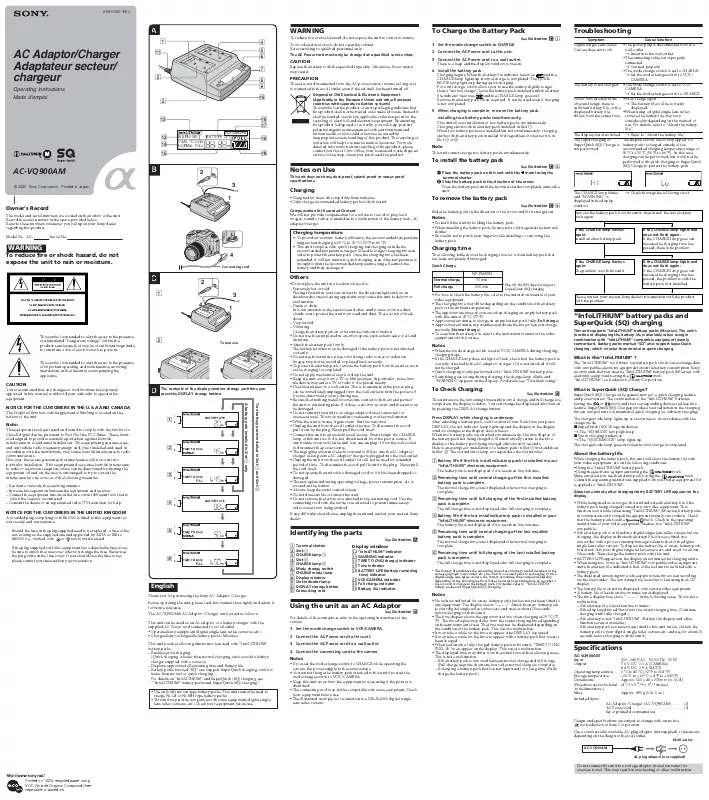 Mode d'emploi SONY ACV-Q900AM