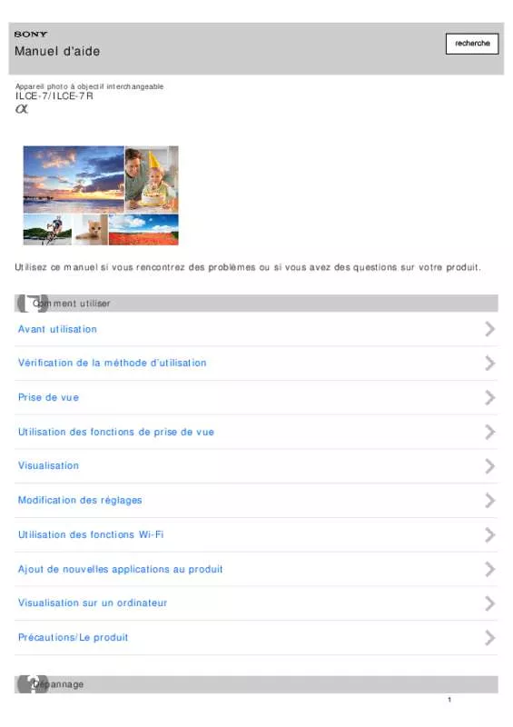Mode d'emploi SONY ALPHA 7R