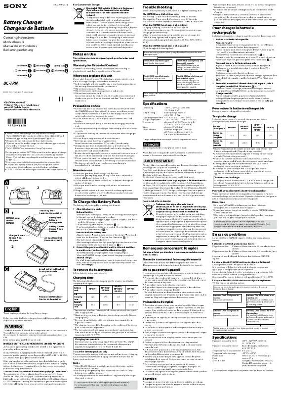 Mode d'emploi SONY BC-TRN