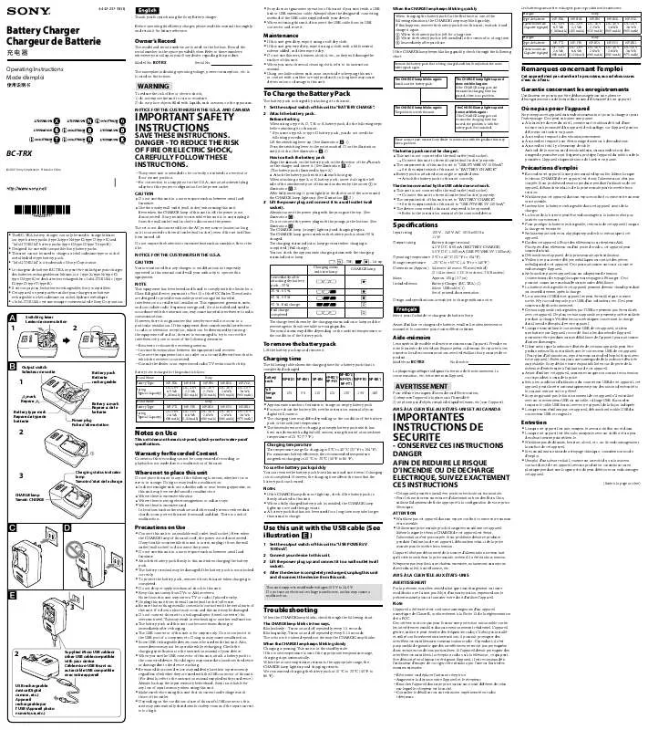 Mode d'emploi SONY BC-TRX