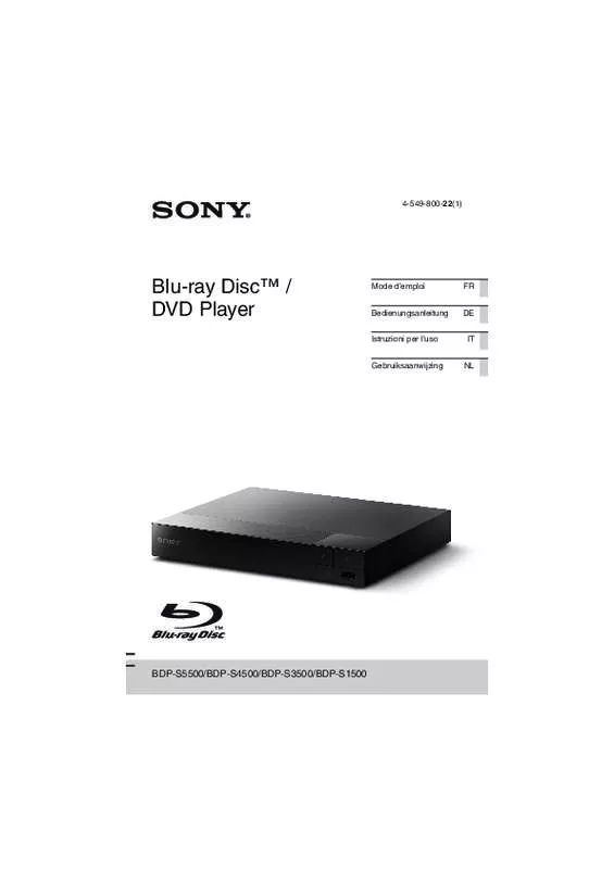 Mode d'emploi SONY BDP-S1500